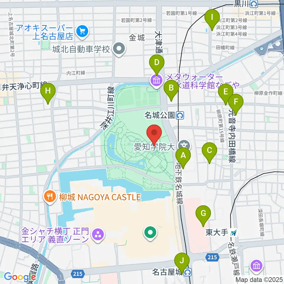 名城公園フラワープラザ周辺のコンビニエンスストア一覧地図