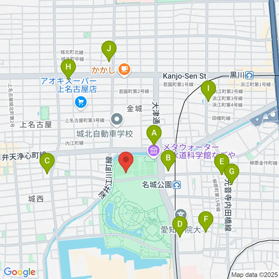 名城公園野球場周辺のコンビニエンスストア一覧地図