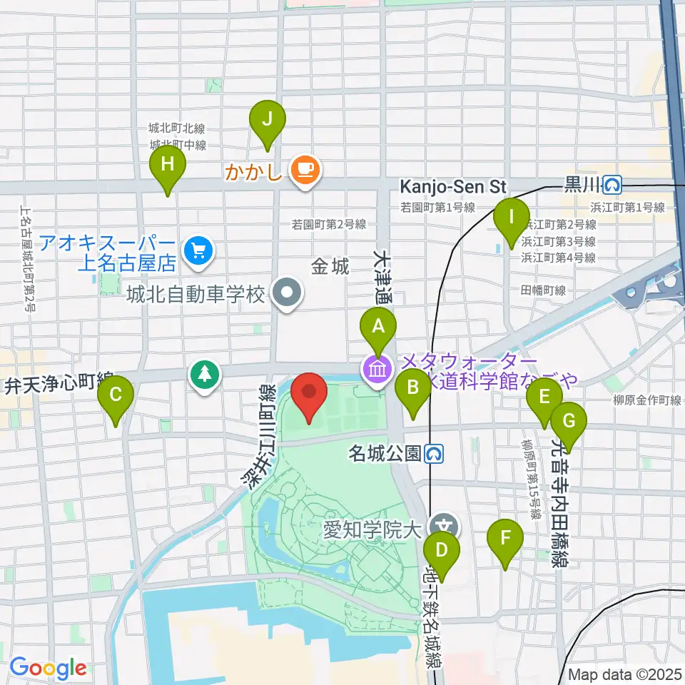 名城公園野球場周辺のコンビニエンスストア一覧地図