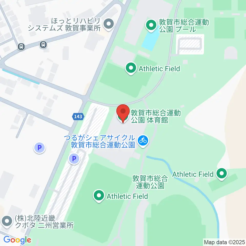 敦賀市総合運動公園体育館周辺のコンビニエンスストア一覧地図
