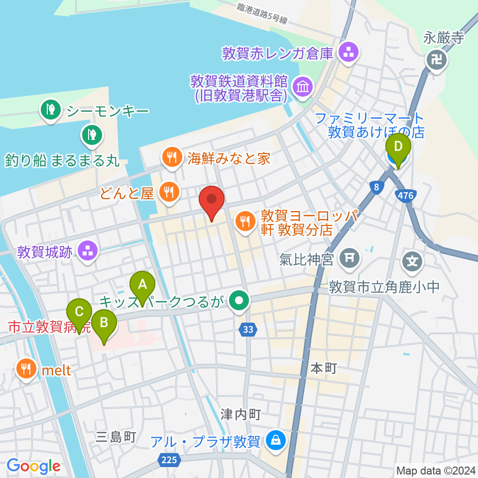 敦賀市立博物館周辺のコンビニエンスストア一覧地図