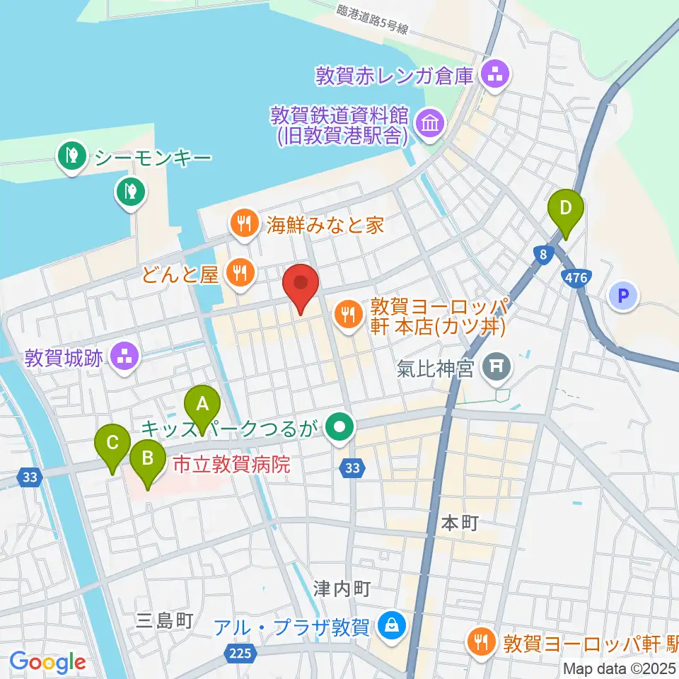 敦賀市立博物館周辺のコンビニエンスストア一覧地図