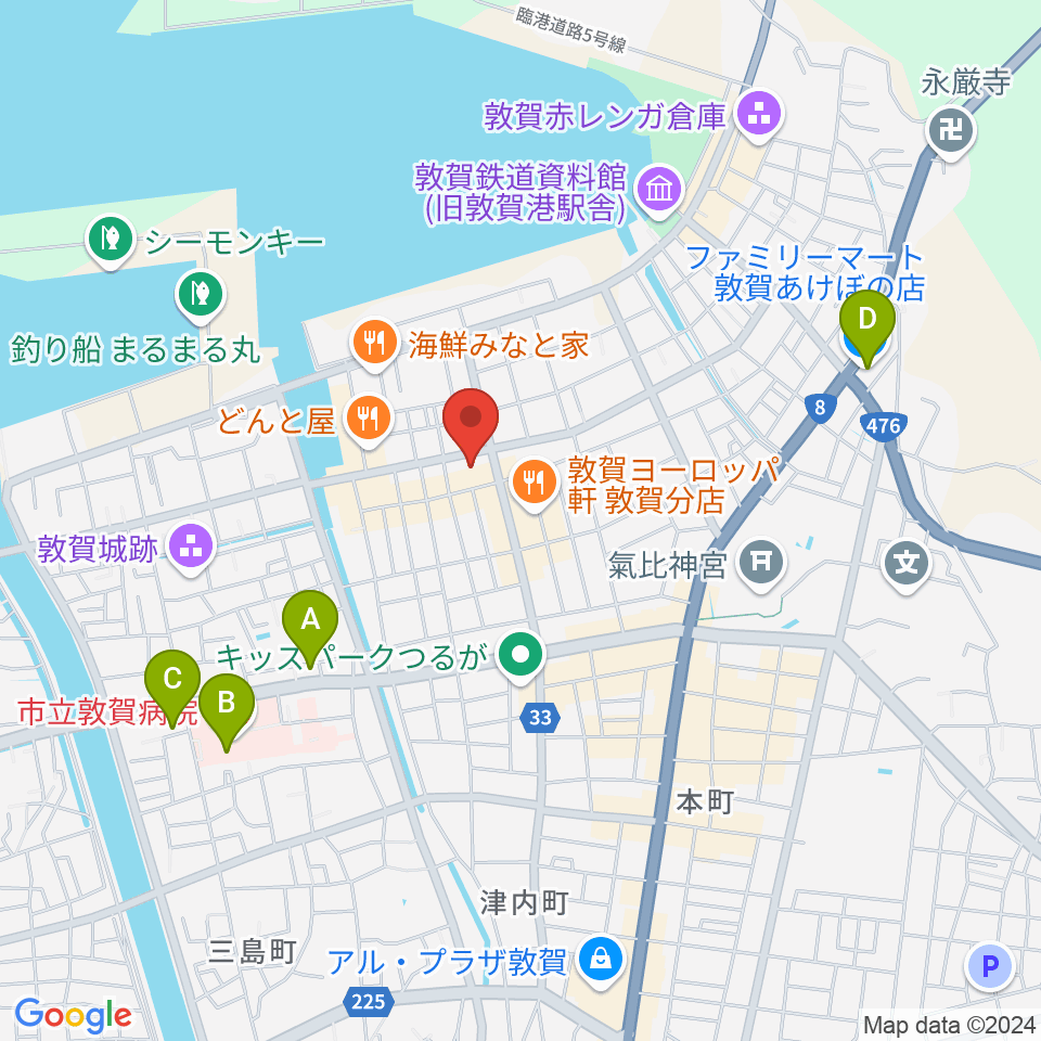 みなとつるが山車会館周辺のコンビニエンスストア一覧地図