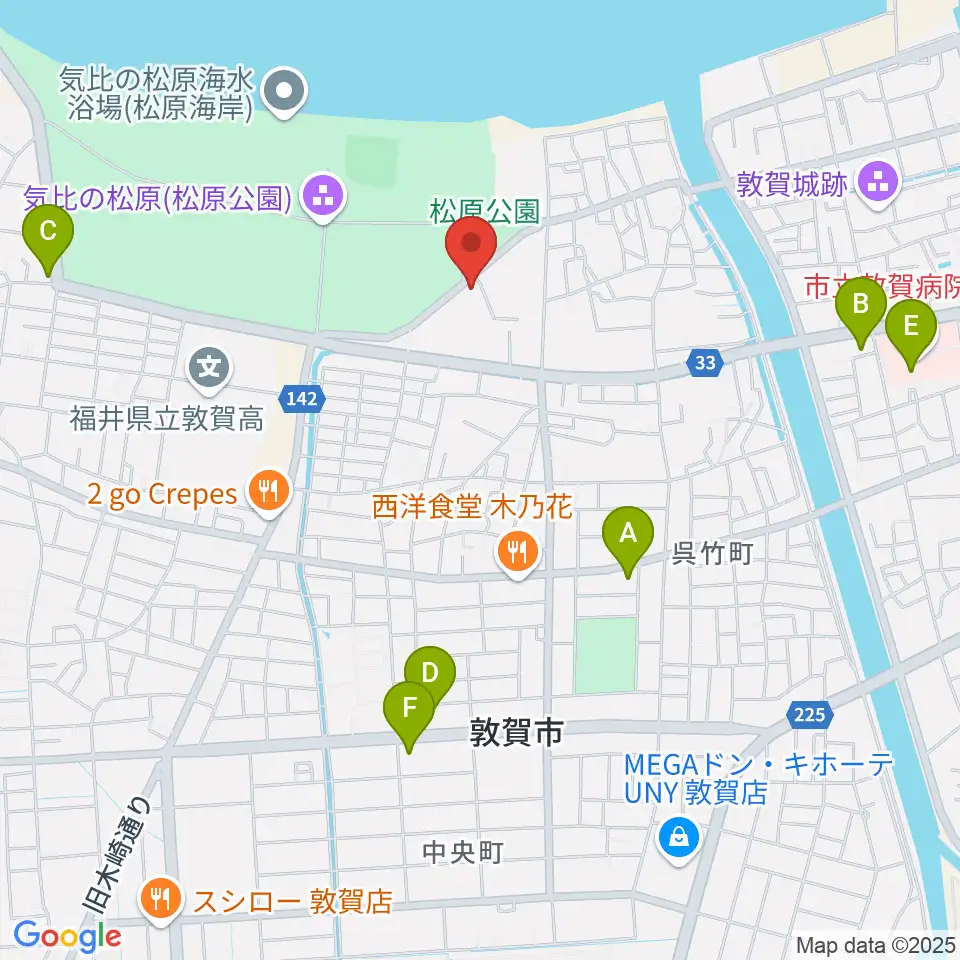 敦賀市営野球場周辺のコンビニエンスストア一覧地図