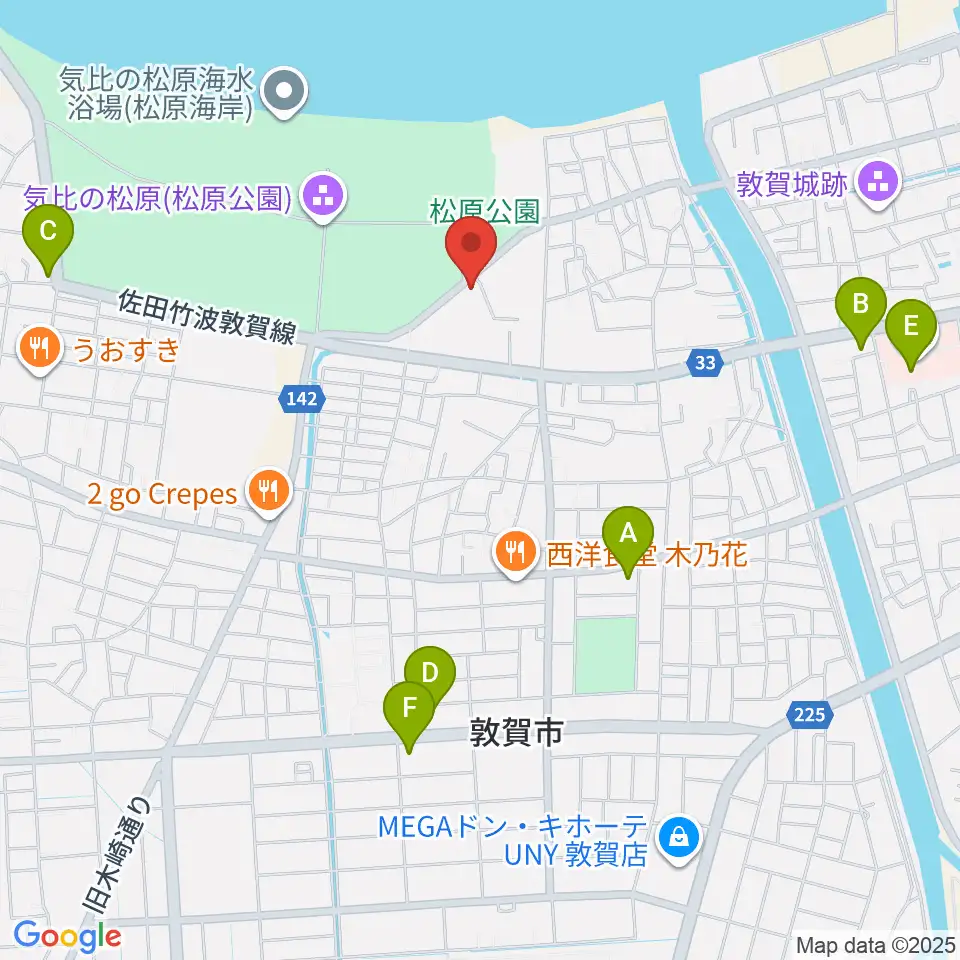 敦賀市営野球場周辺のコンビニエンスストア一覧地図