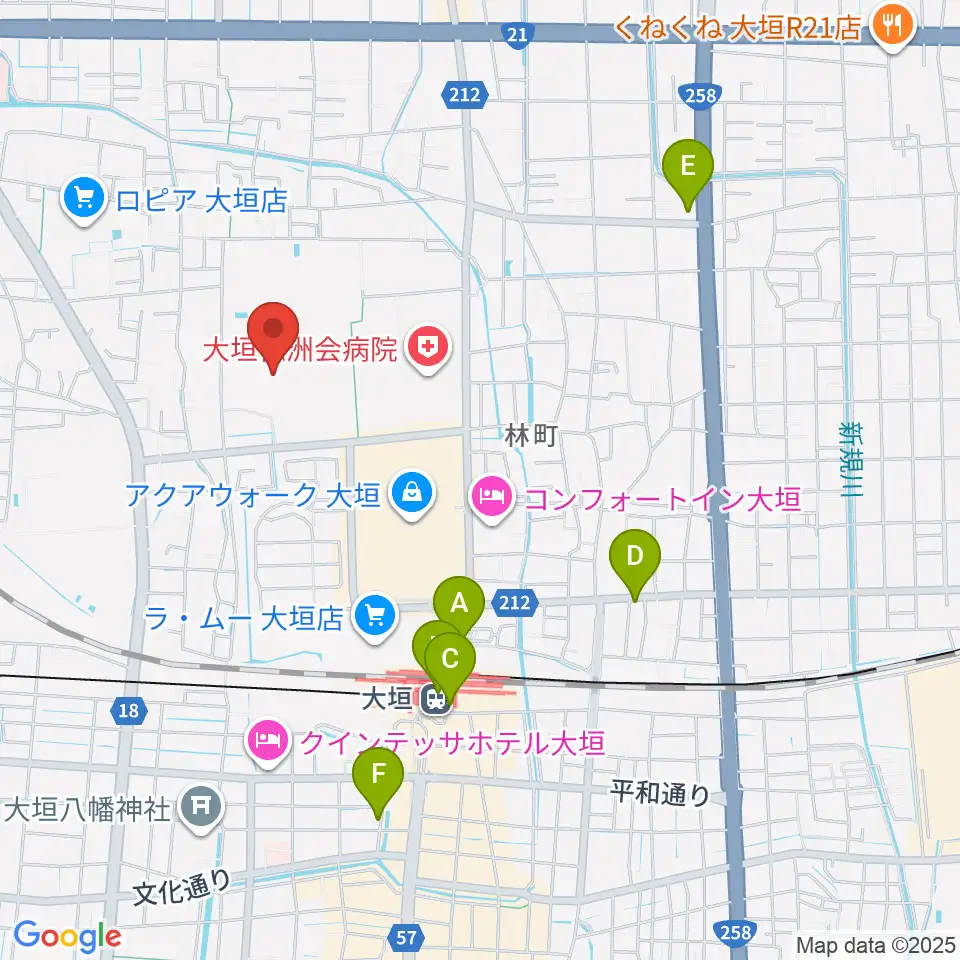 大垣市北公園野球場周辺のコンビニエンスストア一覧地図