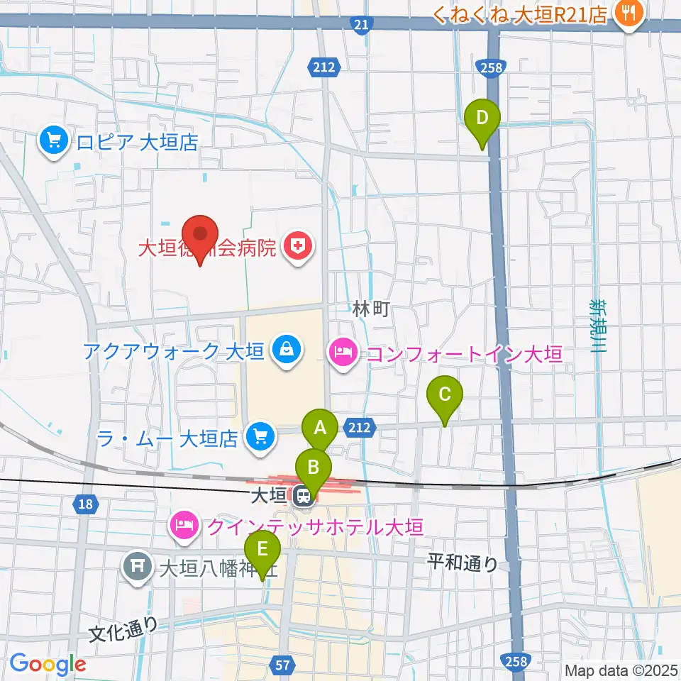 大垣市北公園陸上競技場周辺のコンビニエンスストア一覧地図