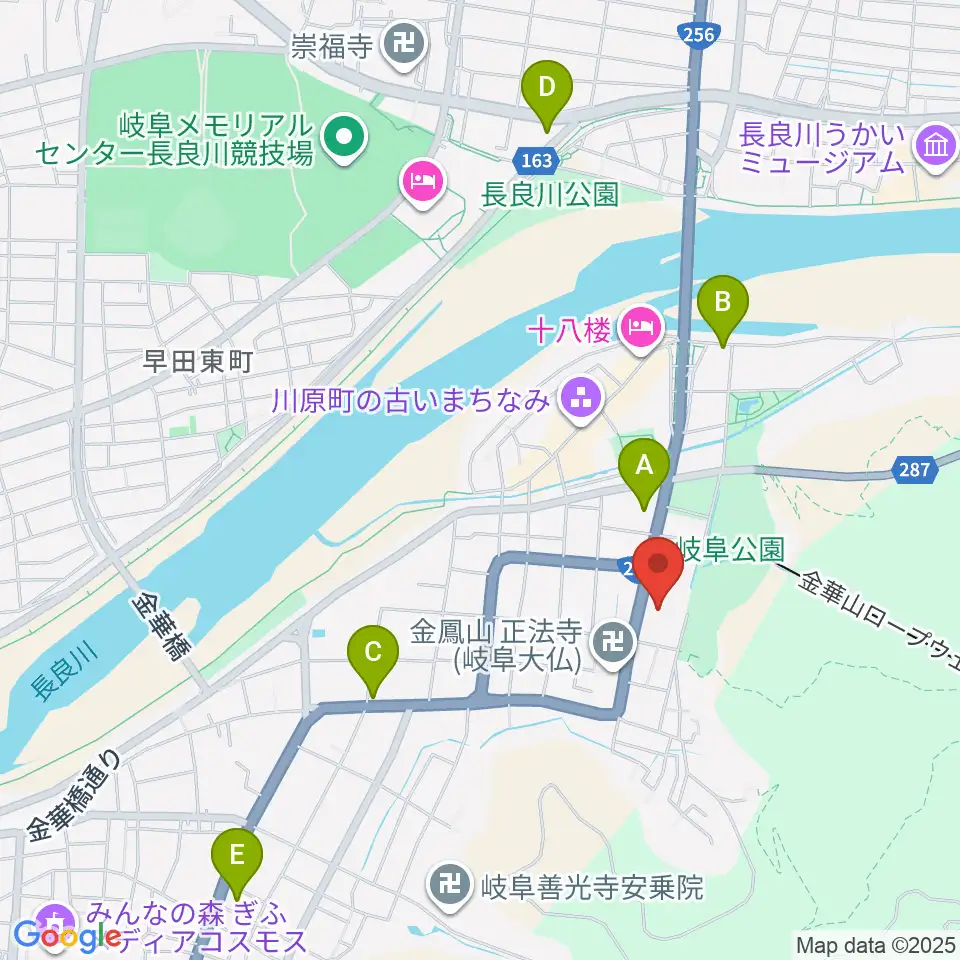 岐阜市歴史博物館周辺のコンビニエンスストア一覧地図