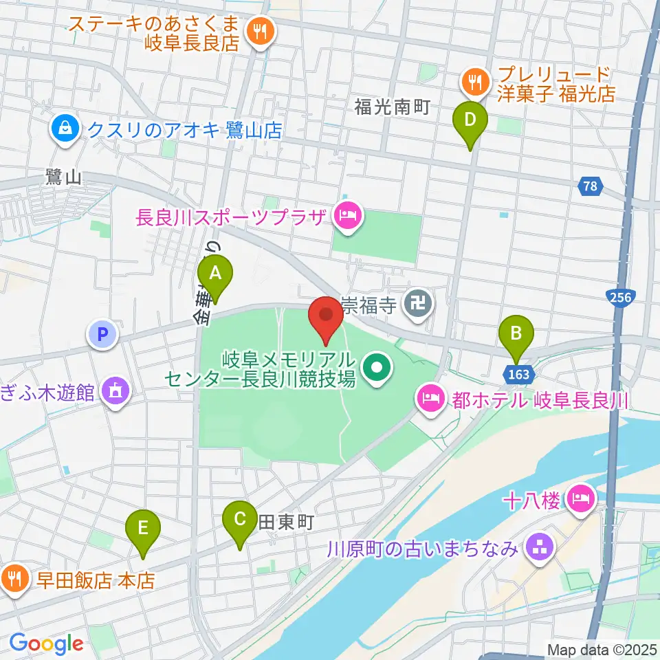 岐阜メモリアルセンター補助競技場周辺のコンビニエンスストア一覧地図