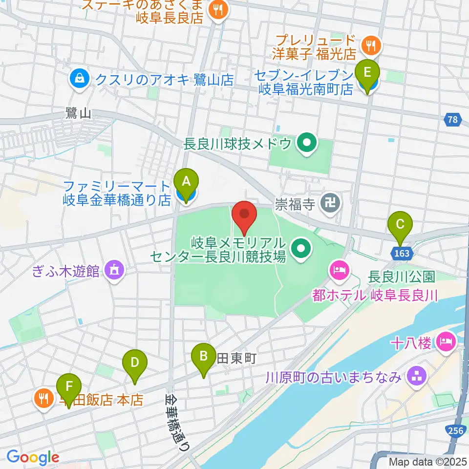 長良川スイミングプラザ周辺のコンビニエンスストア一覧地図