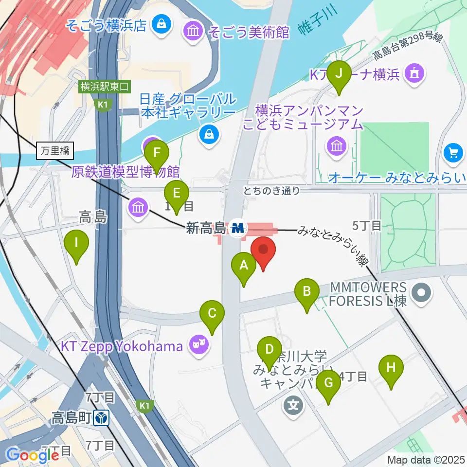 ヤマハミュージック横浜みなとみらい周辺のコンビニエンスストア一覧地図