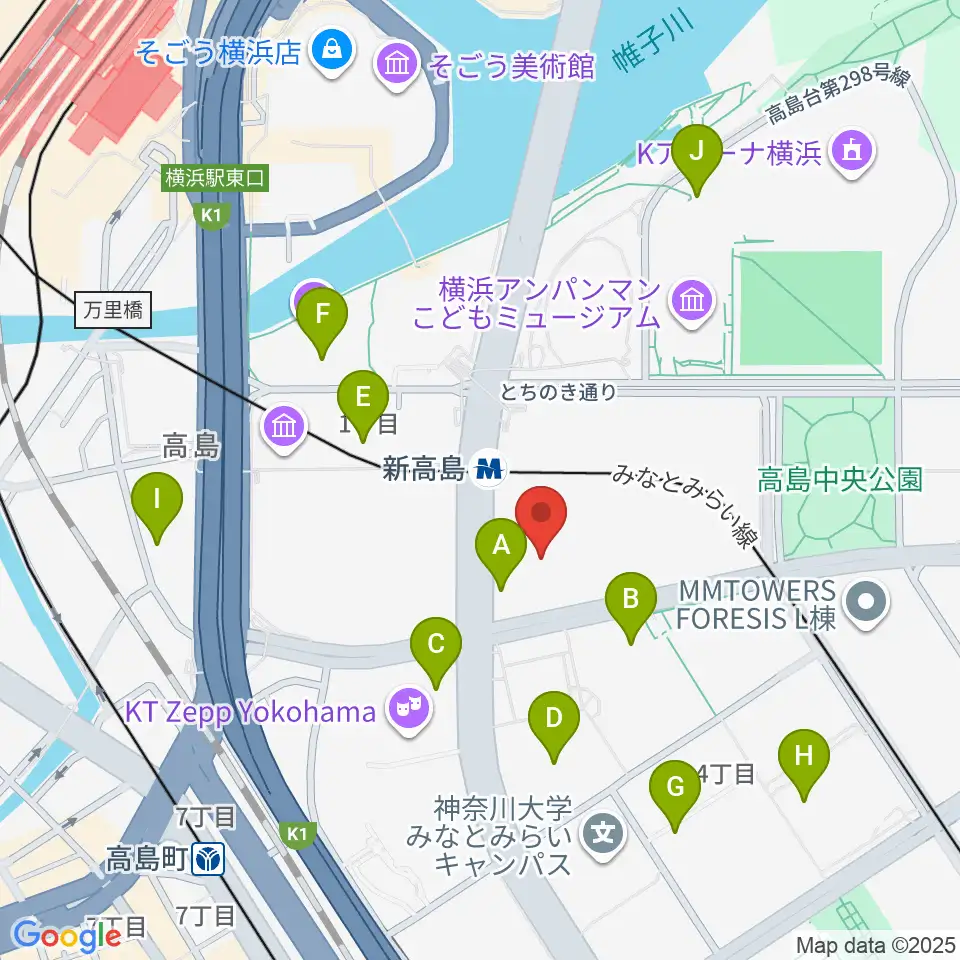 ヤマハミュージック横浜みなとみらい周辺のコンビニエンスストア一覧地図
