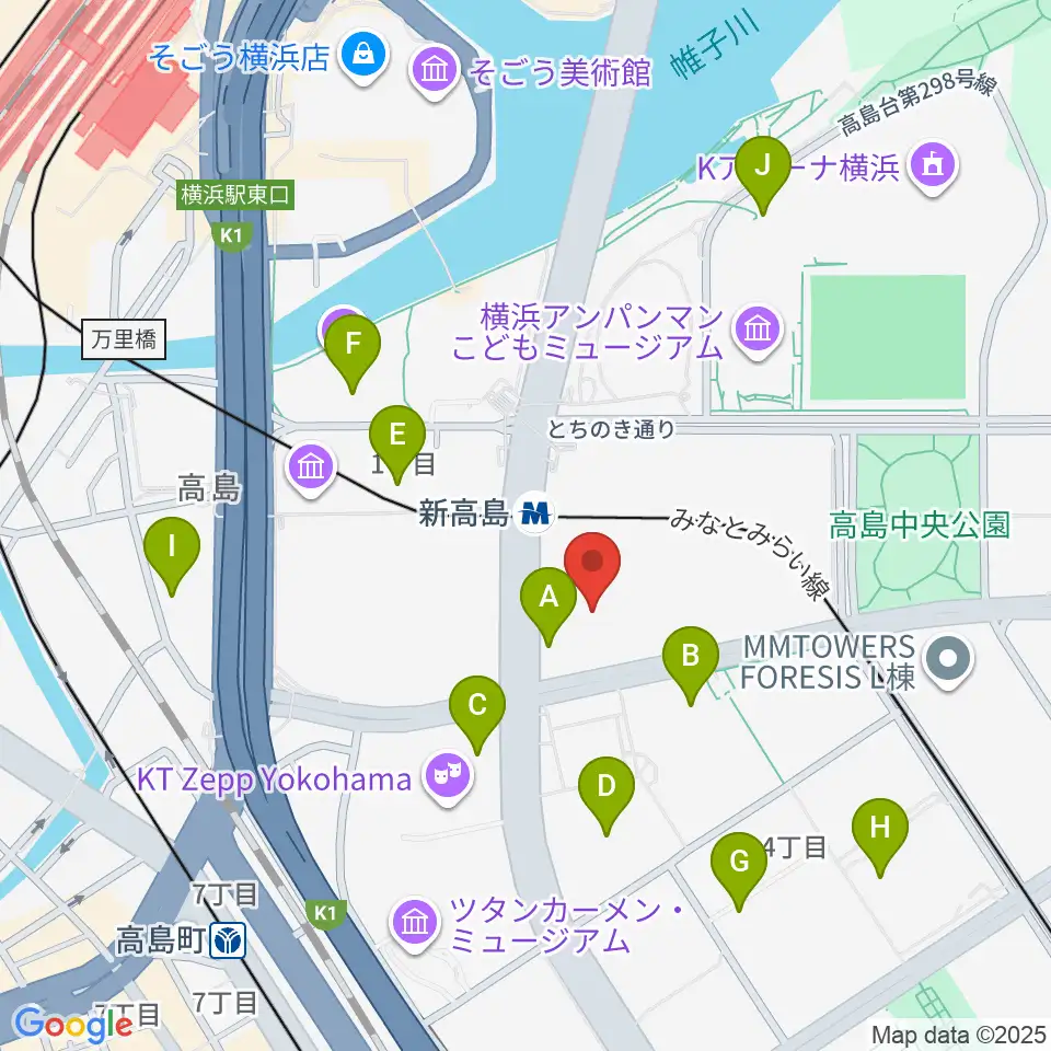 ヤマハミュージック横浜みなとみらい周辺のコンビニエンスストア一覧地図