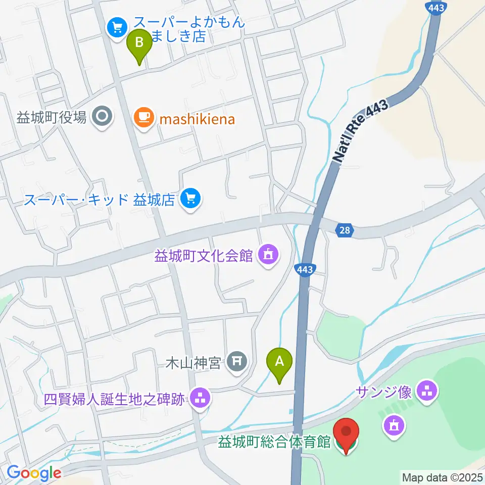 益城町総合体育館周辺のコンビニエンスストア一覧地図