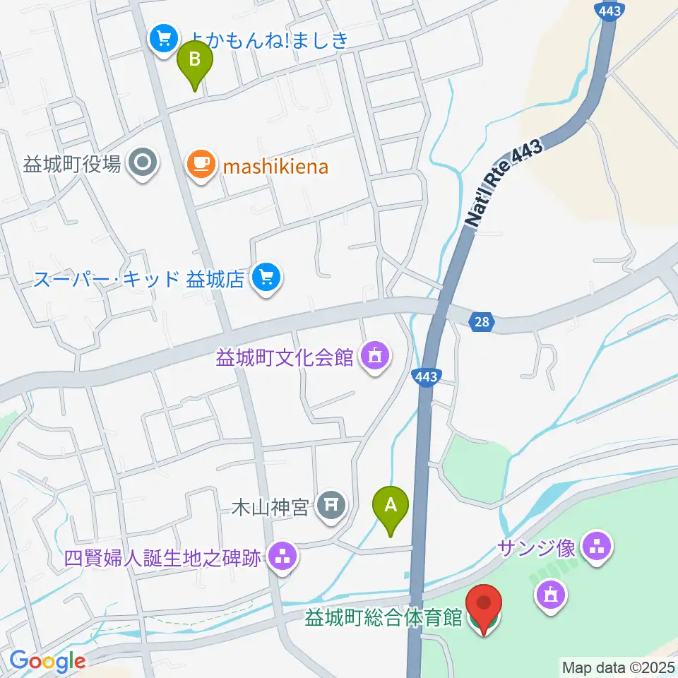 益城町総合体育館周辺のコンビニエンスストア一覧地図