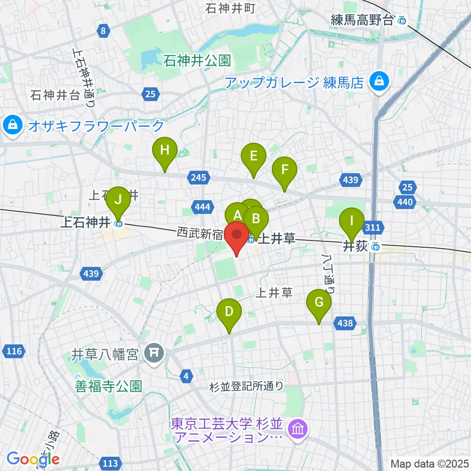 TAC杉並区上井草スポーツセンター周辺のコンビニエンスストア一覧地図