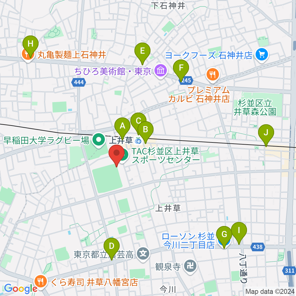 上井草スポーツセンター野球場周辺のコンビニエンスストア一覧地図