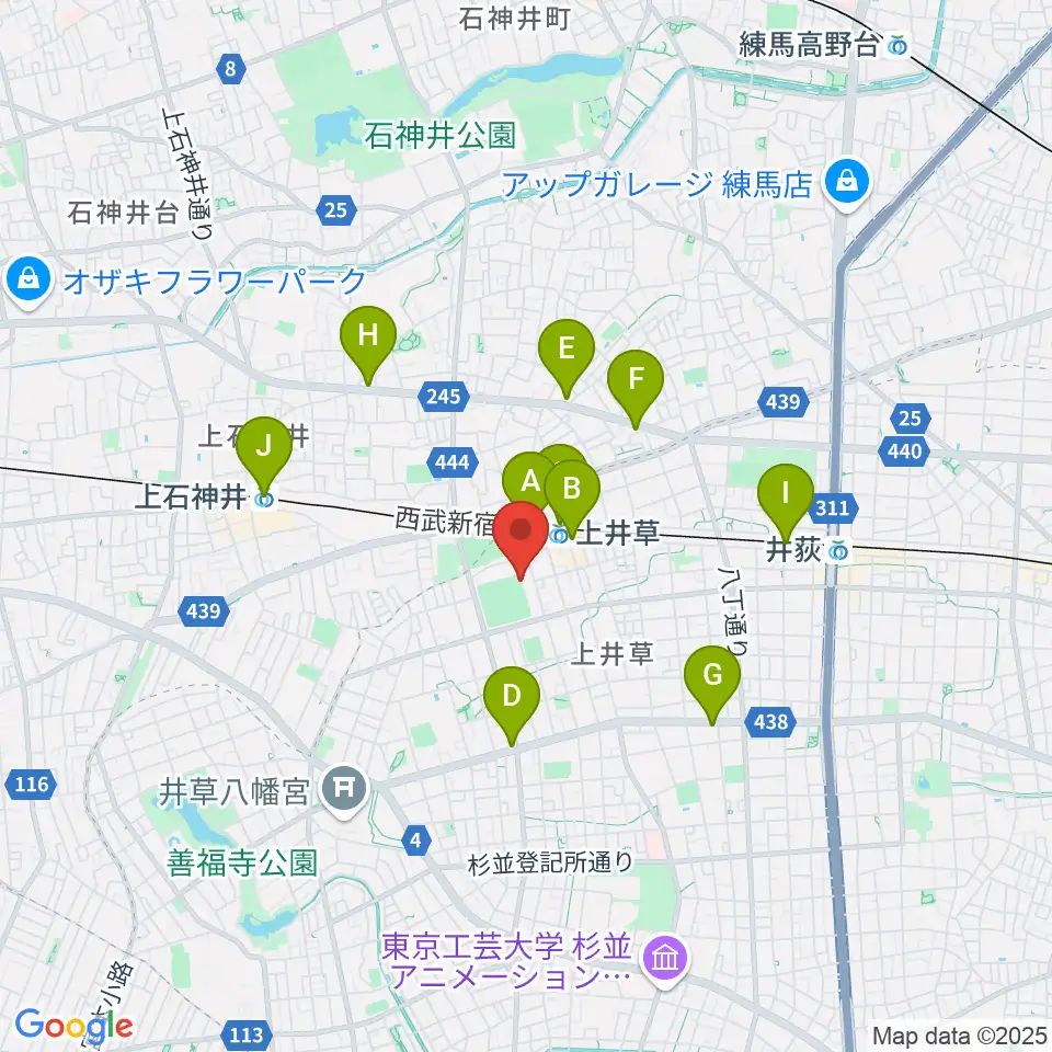 上井草スポーツセンター野球場周辺のコンビニエンスストア一覧地図