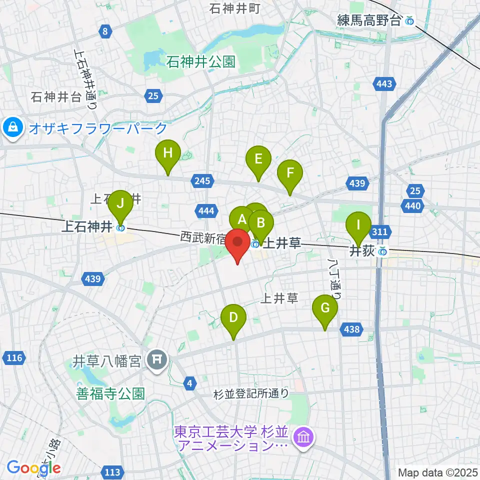 上井草スポーツセンター野球場周辺のコンビニエンスストア一覧地図