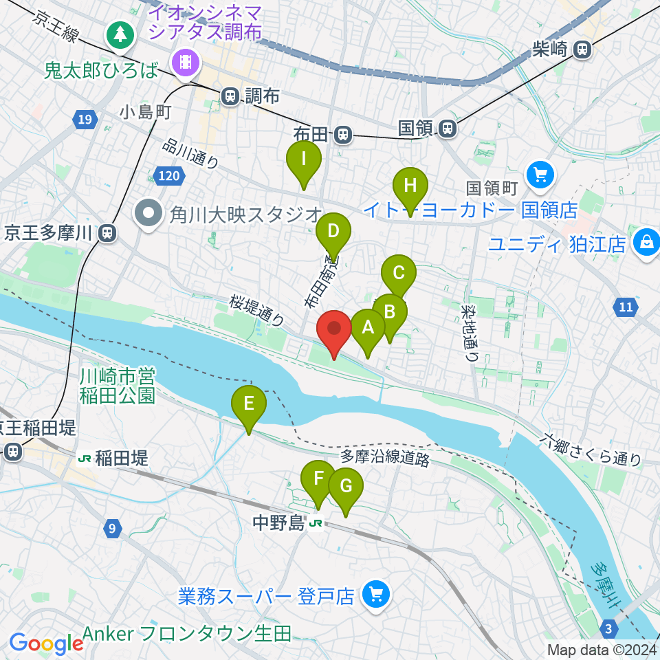 三菱養和会 調布グラウンド周辺のコンビニエンスストア一覧地図