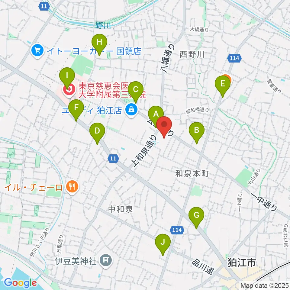 狛江市民総合体育館周辺のコンビニエンスストア一覧地図