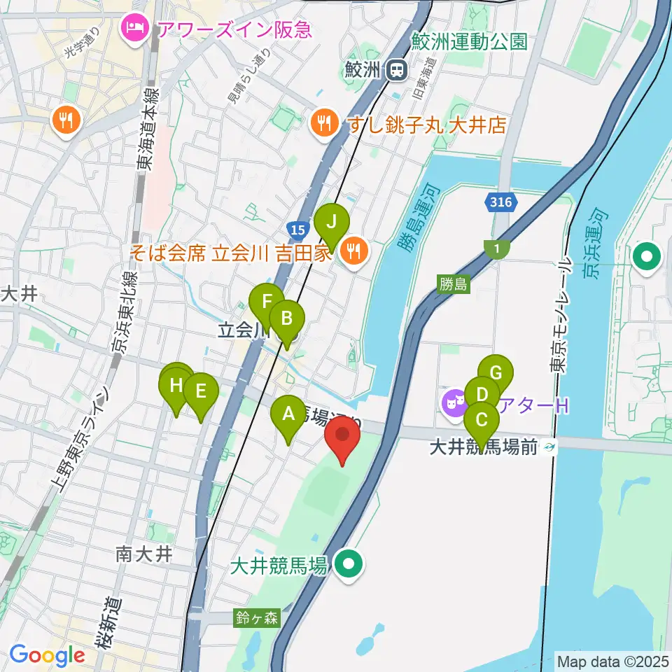 しながわ区民公園こどもサッカー場周辺のコンビニエンスストア一覧地図