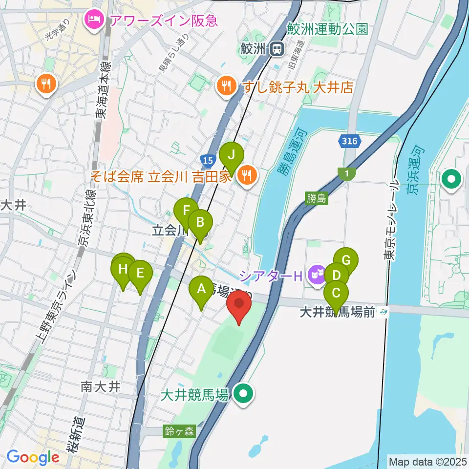 しながわ区民公園こどもサッカー場周辺のコンビニエンスストア一覧地図