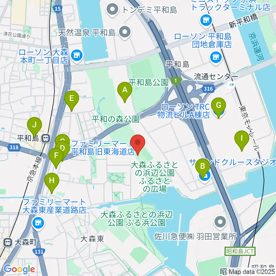 平和の森公園 弓道場・アーチェリー場周辺のコンビニエンスストア一覧地図