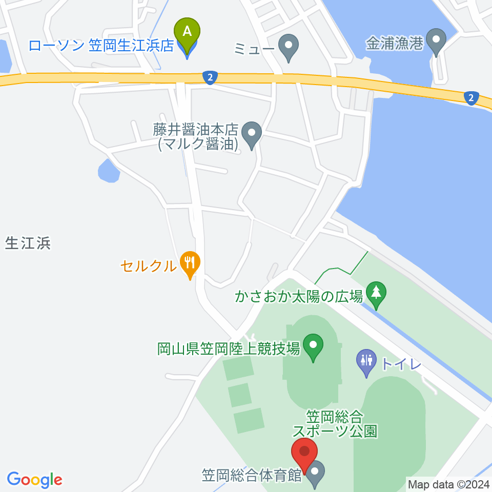 笠岡総合体育館周辺のコンビニエンスストア一覧地図