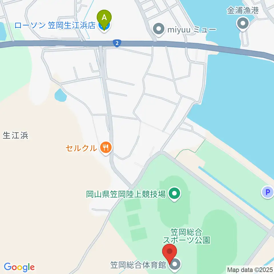 笠岡総合体育館周辺のコンビニエンスストア一覧地図