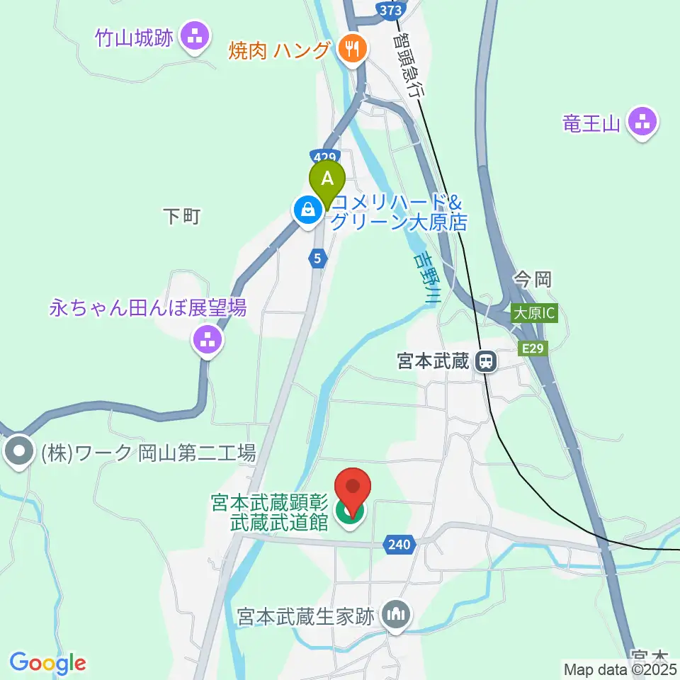 宮本武蔵顕彰武蔵武道館周辺のコンビニエンスストア一覧地図
