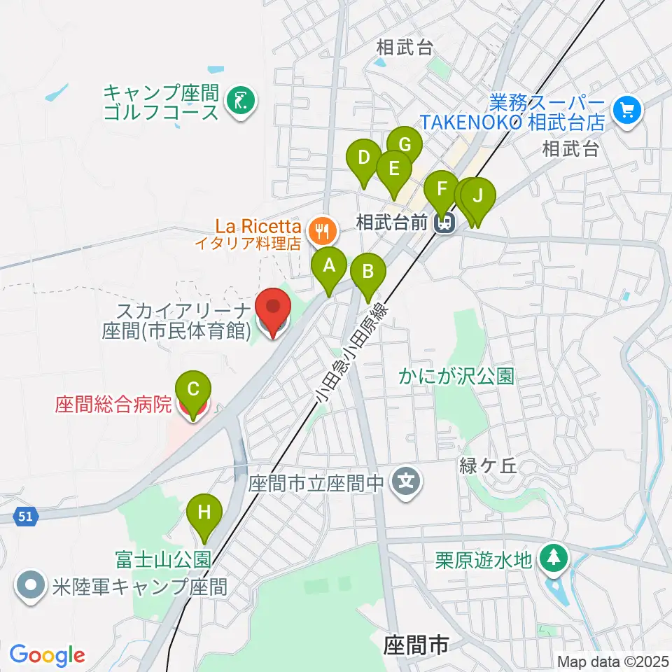 スカイアリーナ座間周辺のコンビニエンスストア一覧地図