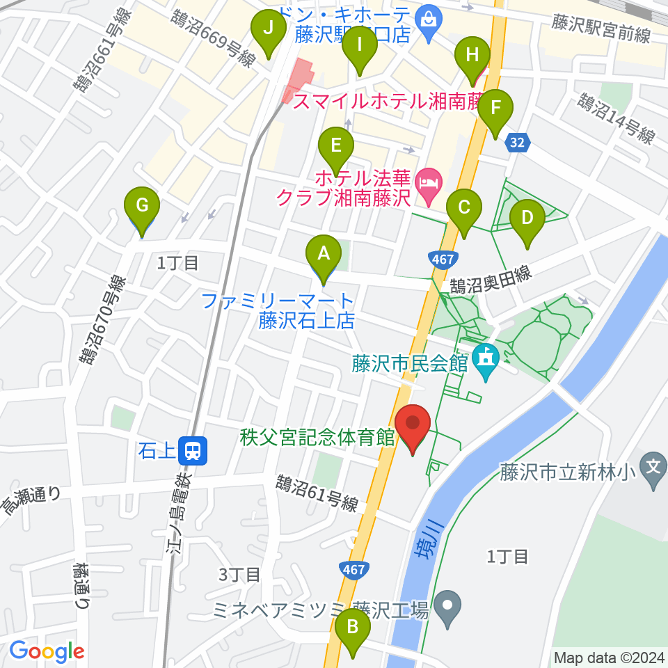 秩父宮記念体育館周辺のコンビニエンスストア一覧地図