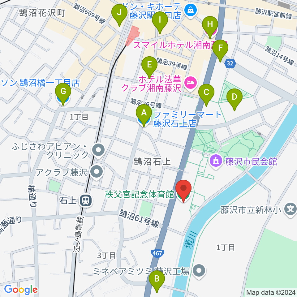 秩父宮記念体育館周辺のコンビニエンスストア一覧地図