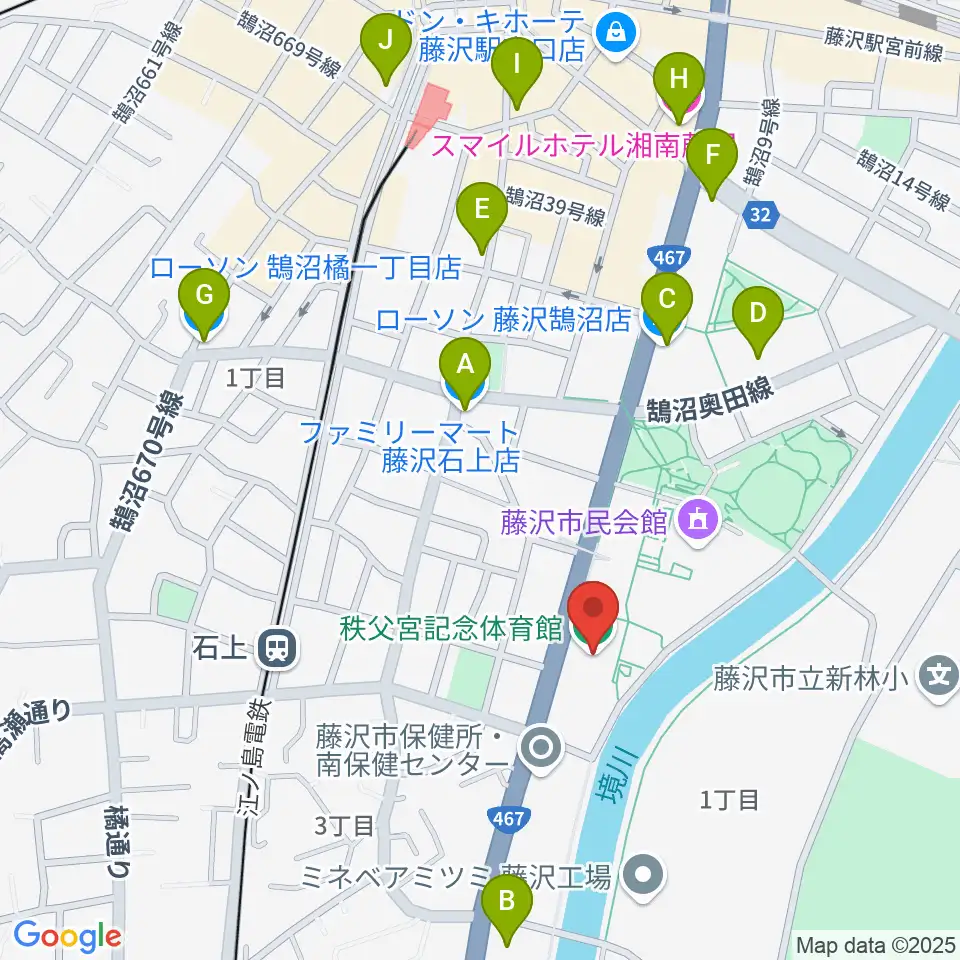 秩父宮記念体育館周辺のコンビニエンスストア一覧地図
