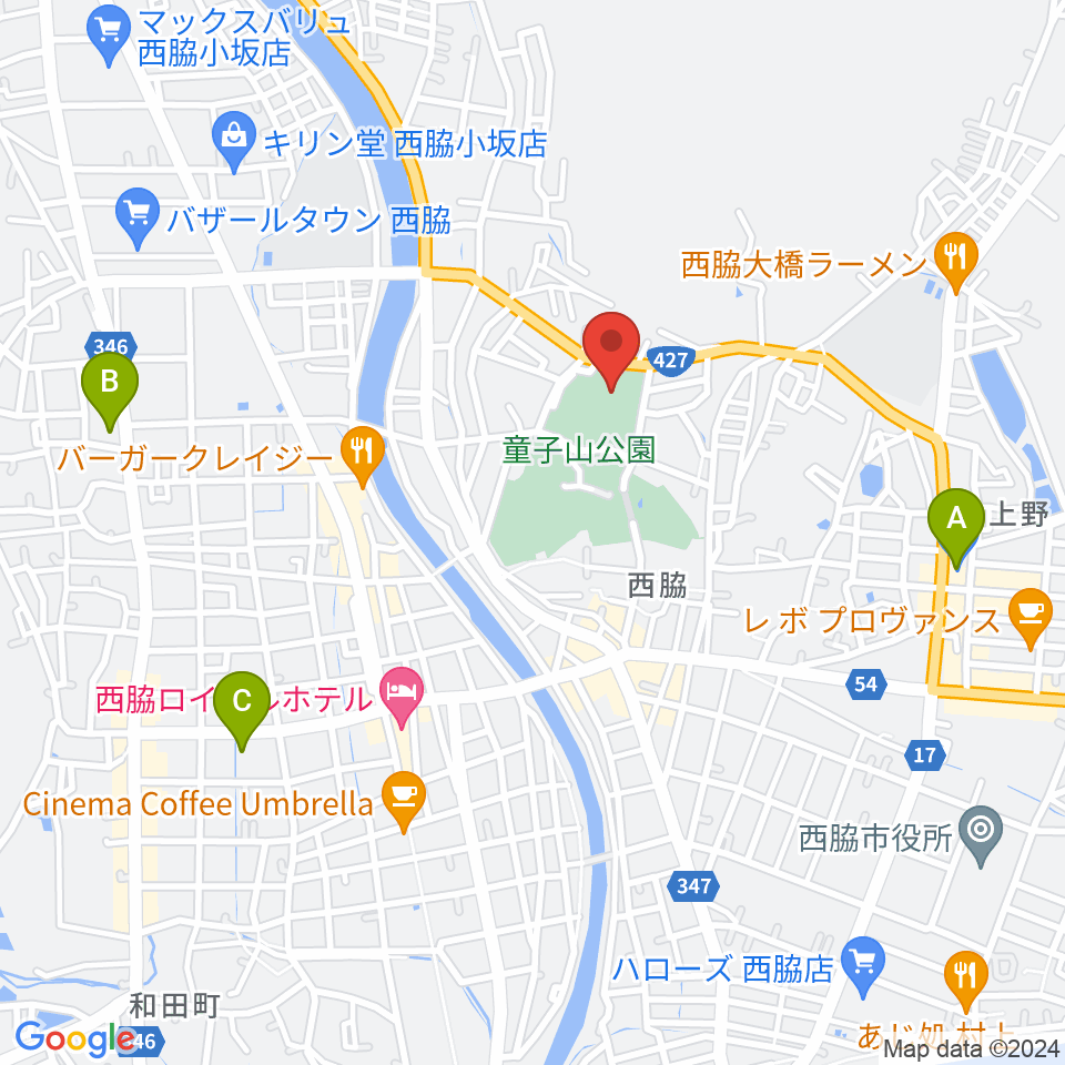 西脇市総合市民センター周辺のコンビニエンスストア一覧地図