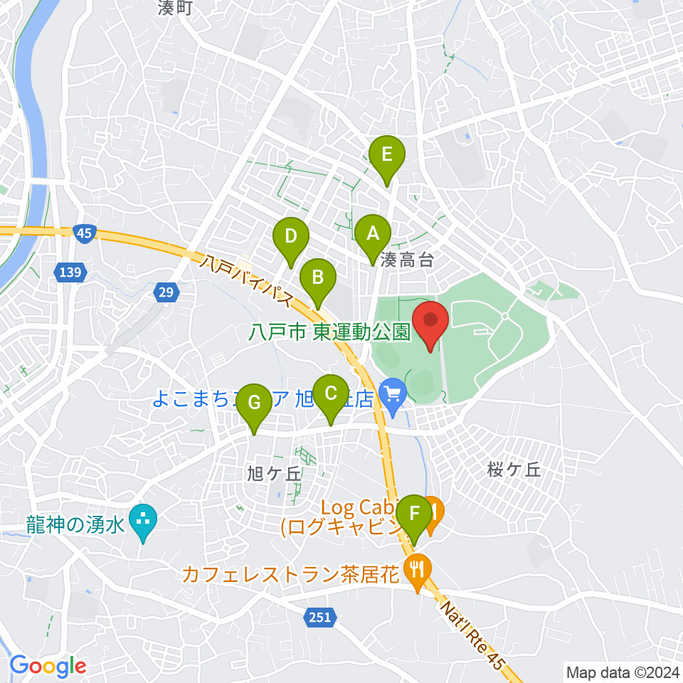 八戸市東体育館周辺のコンビニエンスストア一覧地図