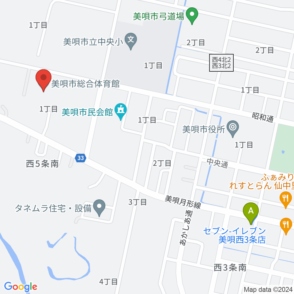 美唄市総合体育館周辺のコンビニエンスストア一覧地図