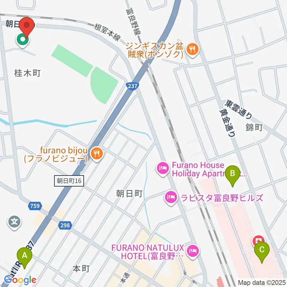 富良野スポーツセンター周辺のコンビニエンスストア一覧地図