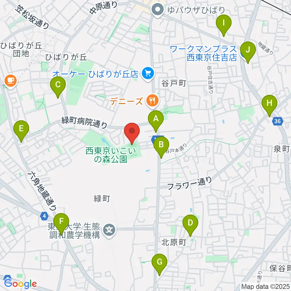 西東京いこいの森公園ボール広場周辺のコンビニエンスストア一覧地図