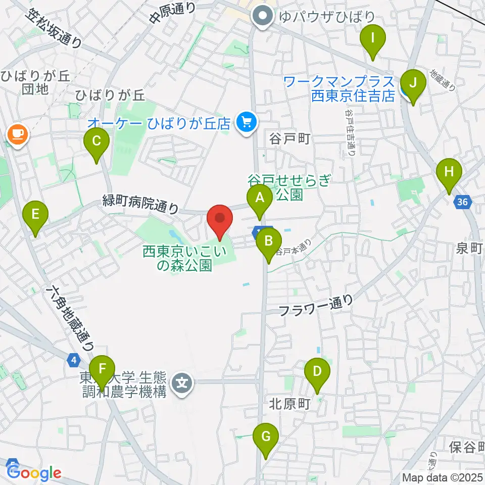 西東京いこいの森公園ボール広場周辺のコンビニエンスストア一覧地図