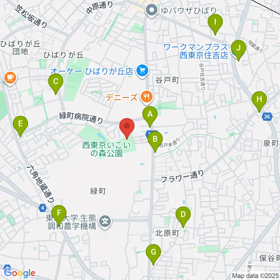 西東京いこいの森公園ボール広場周辺のコンビニエンスストア一覧地図