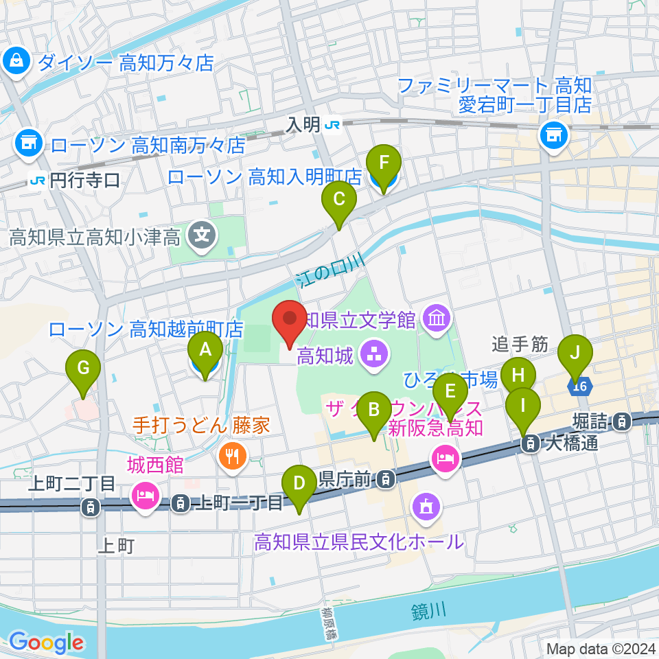 高知県立武道館周辺のコンビニエンスストア一覧地図