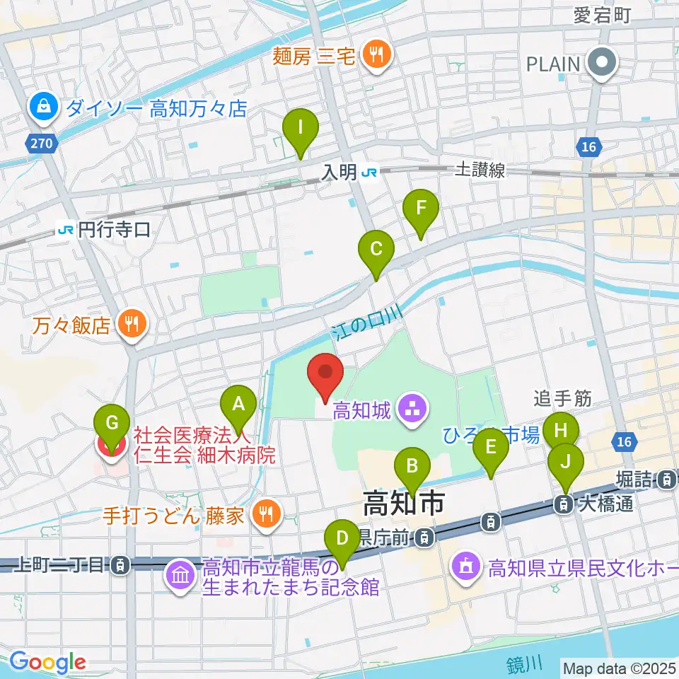 高知県立武道館周辺のコンビニエンスストア一覧地図