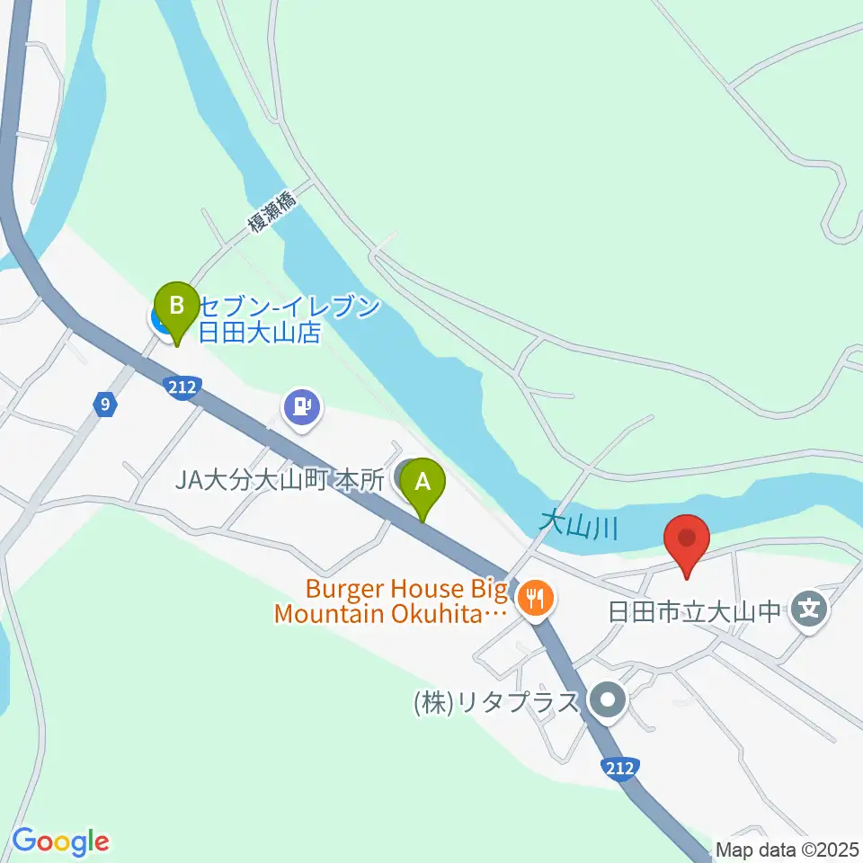 日田市大山文化センター周辺のコンビニエンスストア一覧地図