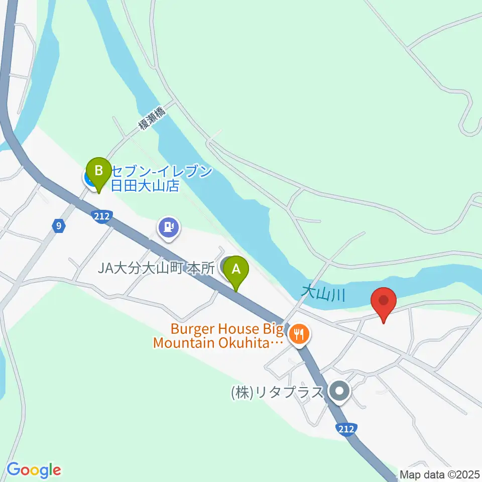 日田市大山文化センター周辺のコンビニエンスストア一覧地図