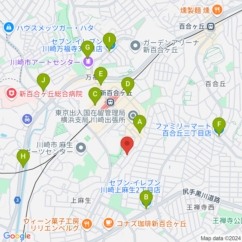 しんゆりBASE周辺のコンビニエンスストア一覧地図