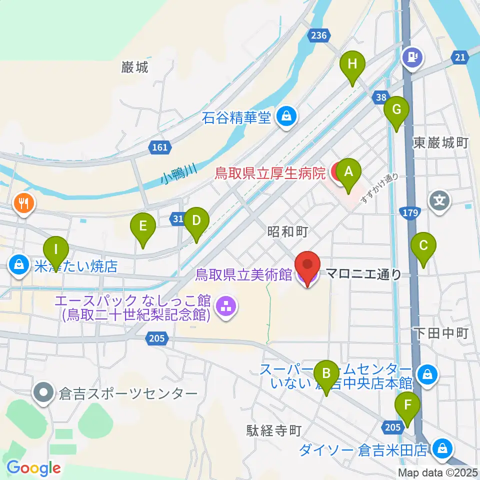 鳥取県立美術館周辺のコンビニエンスストア一覧地図