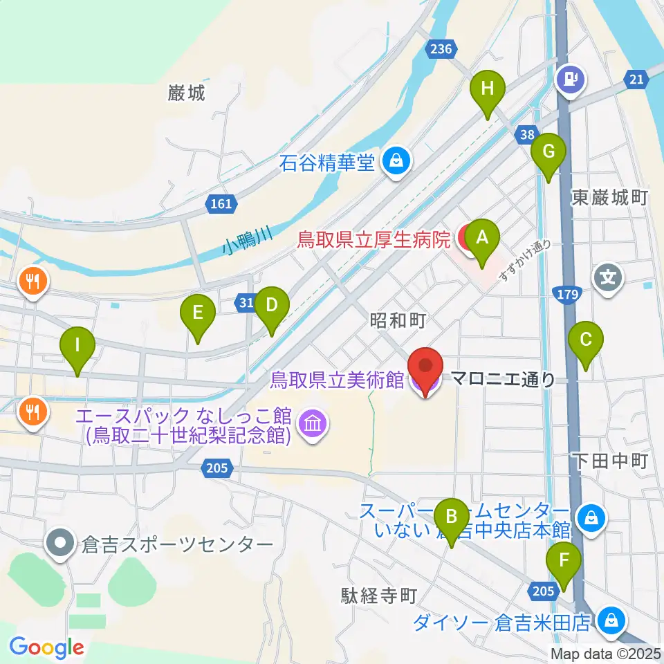 鳥取県立美術館周辺のコンビニエンスストア一覧地図