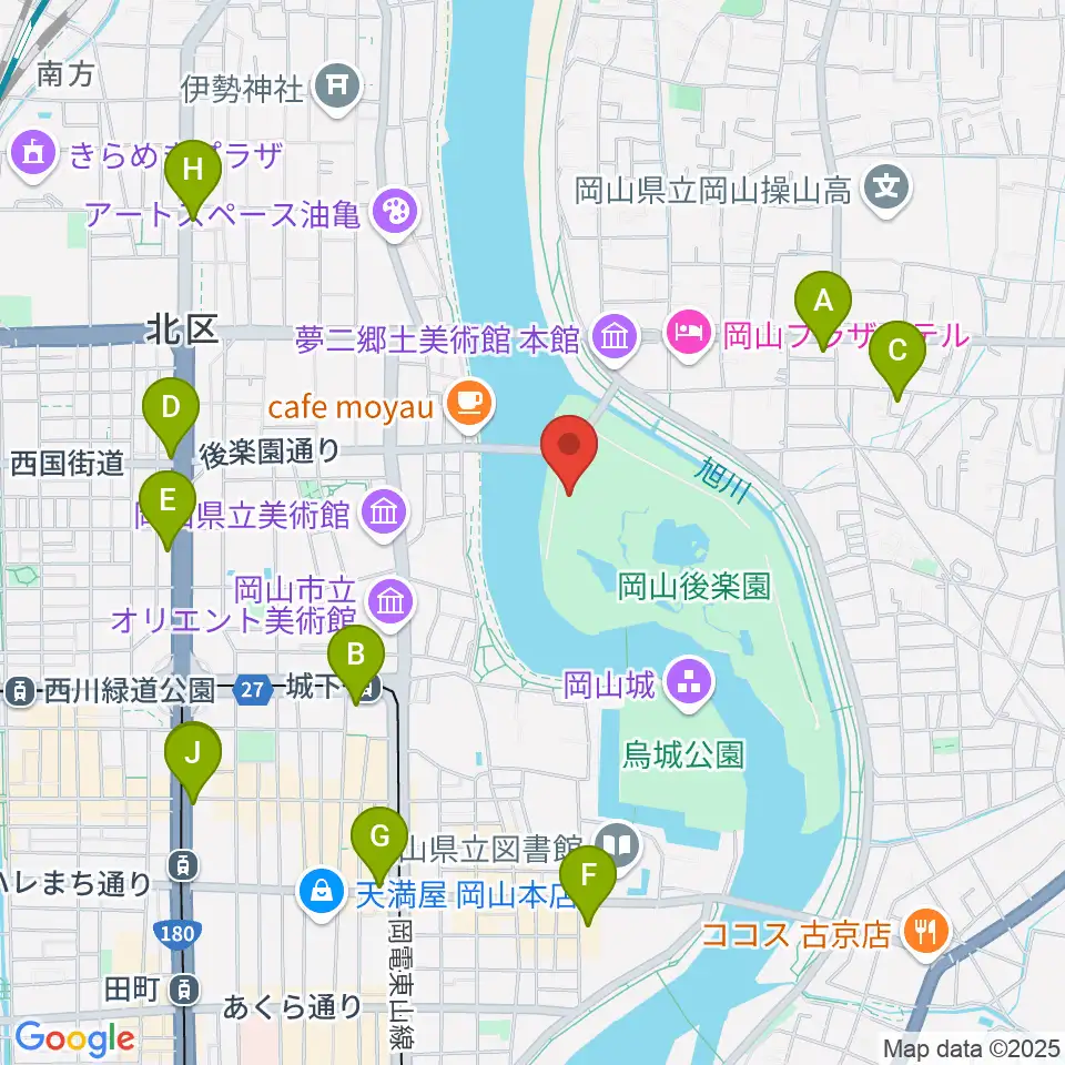 岡山県立博物館周辺のコンビニエンスストア一覧地図